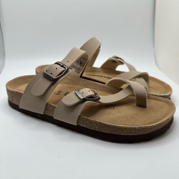 CUSHIONAIRE Women's Cork Footbed Sandal With +Comfort 6 TAUPE - Picture 1 of 7